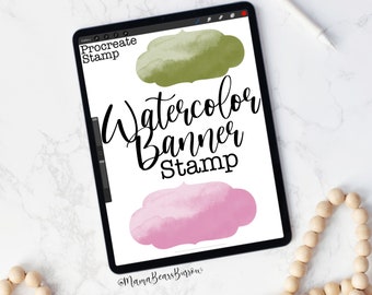 Watercolor Banner Stamp, Procreate Brush, Procreate Accessories, iPad Art, Graphic Design, Digital Art, Graphic Arts