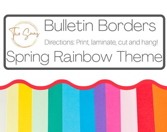 Spring Rainbow Theme Bulletin Border, Bulletin Board Border, Printable Classroom Decorations, PDF Format