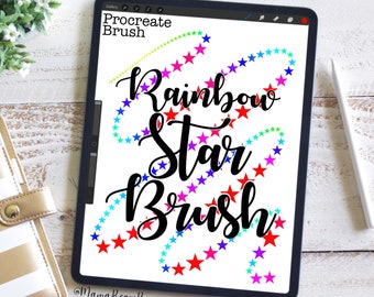 Rainbow Star Brush, Procreate Brush, Procreate Accessories, iPad Art, Graphic Design, Digital Art, Graphic Arts