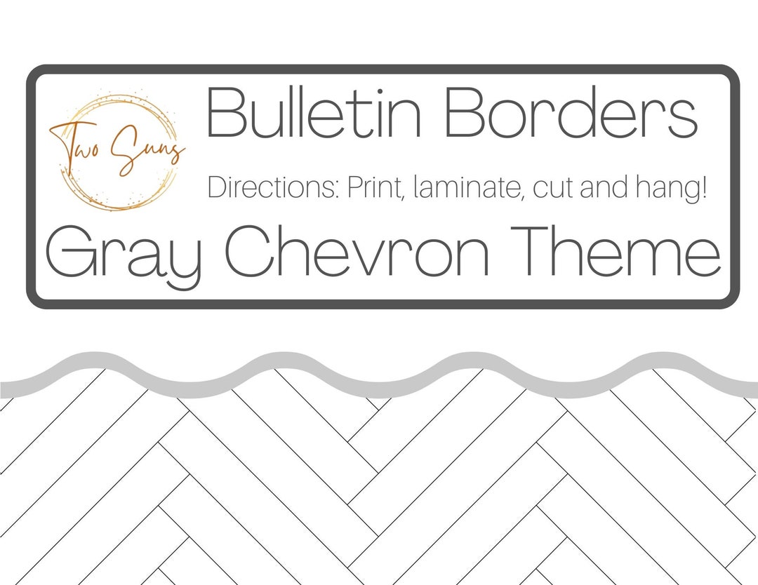 Gray Chevron Theme Bulletin Border, Bulletin Board Border, Printable