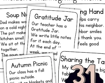 31 Thanksgiving Reading Passages for Kindergarten & First Grade | Inclusive Fall Literacy | Printable PDF