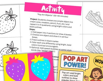 Pop Art Activity Pack: Elementary Art Lesson, Printable Templates (PDF Download)
