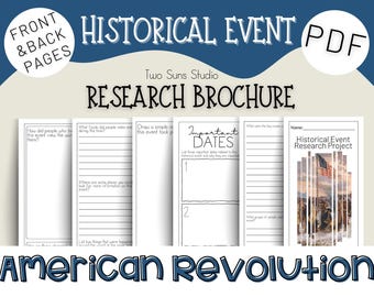 American Revolution Historical Event Research Brochure, History Research Project for Middle School Grades 6-8 or Homeschool
