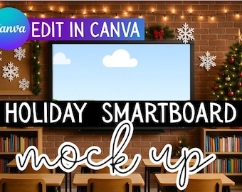 Holiday Smart Board Mockup Canva Template: Teacher Resource Display (Digital Download)
