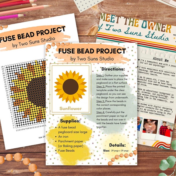 Sunflower Fuse Bead Pattern, Arts and Crafts, Art Project