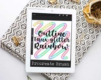 Outline Glitter Rainbow Brush, Procreate Brush, Procreate Accessories, iPad Art, Graphic Design, Digital Art, Graphic Arts