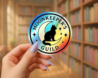 Holographic Die-Cut Stickers: Moonkeeper's Guild Cat, Rainbow Decals
