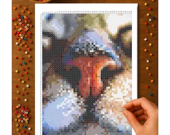 Cat Nose Super Fuse Bead Pattern – Printed 11x17 Pattern | SUPER Perler Board Size | 49x69 Pegboard Grid | Free Shipping
