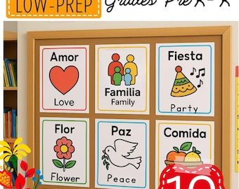 Spanish Vocabulary Posters for Kids: Bilingual Classroom Decor (PDF Download)