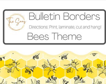 Bees Theme Bulletin Border, Printable Bulletin Board Border | Digital Classroom Decor | 8.5x11” PDF | Teacher Bulletin Trim