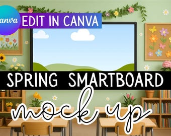 Spring Smart Board Mockup for Canva: Teacher Resource Display (Digital Download)