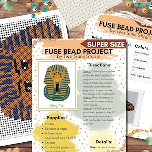 King Tut Fuse Bead Template: Super Size Perler Bead Pattern