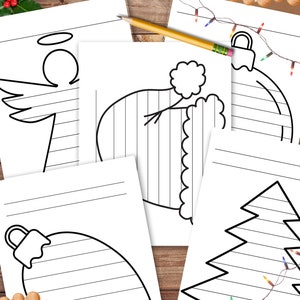 5 Christmas Writing Papers, Lined Paper, Printable Stationery, Primary Writing