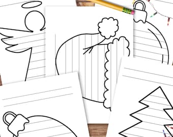 5 Christmas Writing Papers, Lined Paper, Printable Stationery, Primary Writing