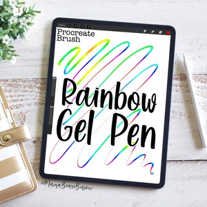 Bolígrafo de gel arcoíris para Procreate: accesorio de arte digital (descarga digital)