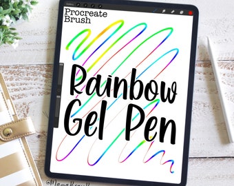 Rainbow Gel Pen, Procreate Brush, Procreate Accessories, iPad Art, Graphic Design, Digital Art, Graphic Arts