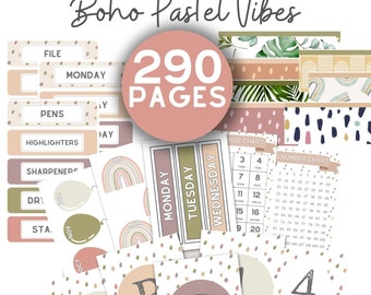 Boho Pastel Classroom Decor Bundle, Modern Classroom, Customizable Classroom Decor, Easy and Modern Classroom Decorations, Elementary Decor