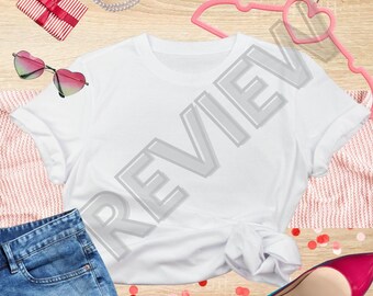 Modern Valentine Mockup, Valentine's Day Flat Lay, Flat Lay Shirt, Shirt Mock Up, Digital Background Mockup, JPG Image High Resolution