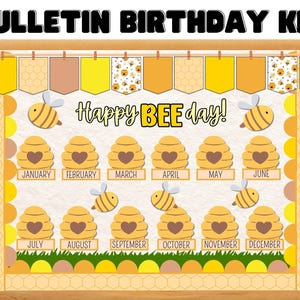 Bee Themed Birthday Bulletin Board | Farm Classroom Decor | Editable Birthday Display | Student Birthdays Board Kit