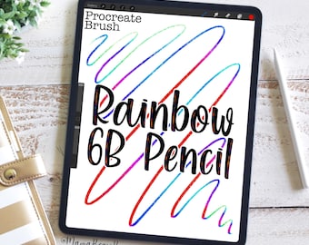 Rainbow 6B Pencil, Procreate, Procreate Brush, Procreate Accessories, iPad Art, Graphic Design, Digital Art, Graphic Arts