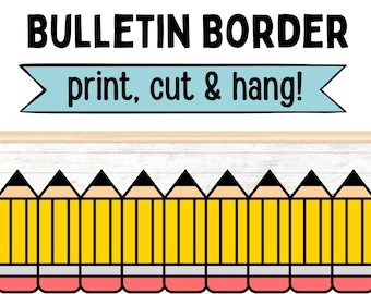 Pencil Theme Bulletin Border, Bulletin Board Border, Printable Classroom Decorations, Modern Classroom Decorations, Bulletin Display