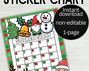 December Christmas Reward Chart, SEL Learning & Motivation for Kids