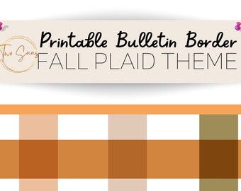 Fall Plaid Theme Bulletin Border, Bulletin Board Border, Printable Classroom Decorations, PDF Format