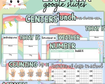 Easter Pastel Rainbow Google Slides Template + Blanks to Customize, Pastel Easter Google Slides, Google Classroom Resources