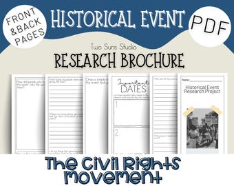 Civil Rights Movement Historical Event Research Brochure, History Research Project for Middle School Grades 6-8 or Homeschool