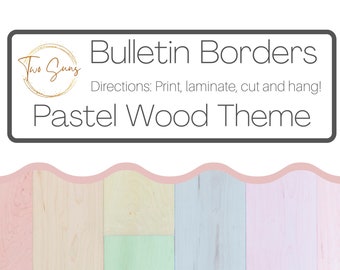 Pastel Wood Theme Bulletin Border, Bulletin Board Border, Printable Classroom Decorations, PDF Format