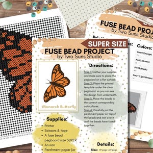 Monarch Butterfly Fuse Bead Template: SUPER Size Art Project (PDF Pattern)