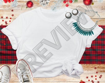 Modern Christmas Mockup, Christmas Flat Lay, Flat Lay Shirt, Shirt Mock Up, Digital Background Mockup, JPG Image High Resolution