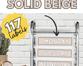117 Beige Rolling Cart Labels for Classrooms & Blank Labels to Customize, Classroom Organization and Labels
