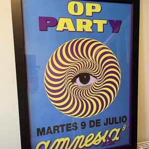 Amnesia Ibiza Op Party 1989 Flyer (Blue Version) Poster (A2)