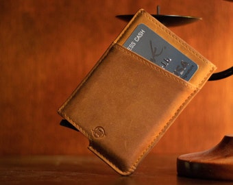 Minimalistische Leder Geldbörse | Pop Up Kreditkartenbörse | Personalisierte Leder Geldbörse | Leder Portemonnaie für Herren