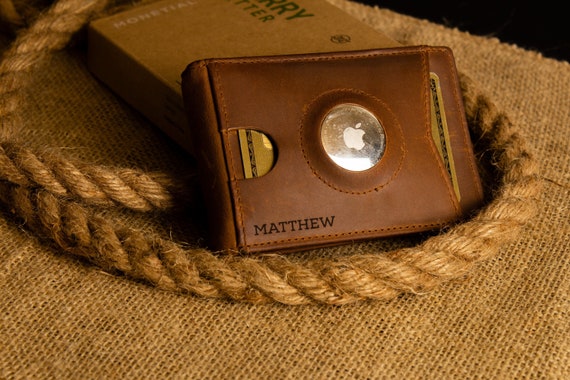 Apple AirTag Leather Wallet - Handmade card wallet for Apple