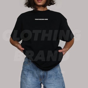 Mockup, Gildan 5000 black t shirt mockup, black tshirt mockup, black shirt mockup, modeled mockup