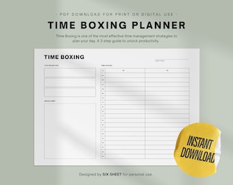 de planificateur de boxe Time | Programme quotidien, Brain Dump (téléchargement numérique)