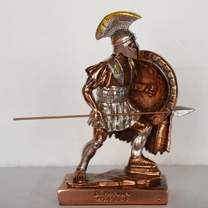 Athenian Warrior-Hoplite - Battle of Marathon against Persian Empire, 490 BC - Pivotal moment in European History - Copper Plated Alabaster