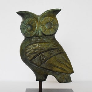 Chouette d&#39;Athéna Minerve - Symbole de sagesse, de connaissance, de prudence, de changement, de transformation et de développement intuitif - Bronze