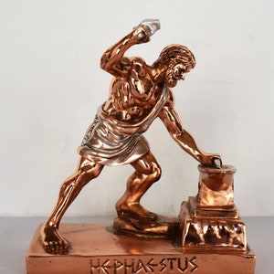 Hephaestus Vulcan - Olympian God of Fire, Smiths, Craftsmen, Metalworking, Stonemasonry and Sculpture - Copper Plated Alabaster
