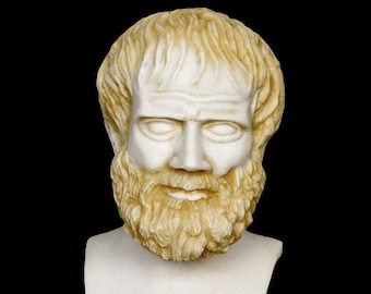 Aristotle Bust -  Ancient Greek Philosopher and Scientist, one of the Greatest Intellectual Figures of Western History - Aged Alabaster