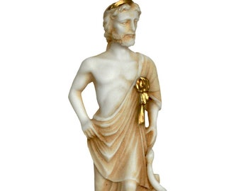 Asclepius - Hero and God of Medicine in ancient Greek Religion and Mythology - Aged Alabaster