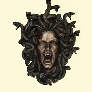 Medusa Mask - The most famous of the monster figures known as Gorgons - Snake-Haired - Killed by Perseus - Cold Cast Bronze Resin