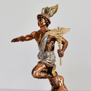 Hermes Mercury - Ancient Greek God of Trade, Wealth, Luck, Fertility, Sleep, Language, Thieves and Travel - Copper Plated Alabaster