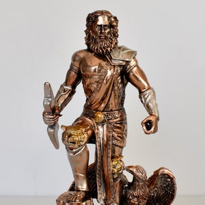 Zeus Jupiter - The Sky and Thunder God in ancient Greek religion, who rules as King of the Gods of Mount Olympus - Copper Plated Alabaster