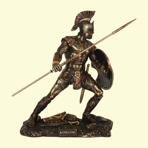 Achilles - Hero of Trojan War - The greatest of all the Greek Warriors - The central character of Homer&#39;s Iliad - Cold Cast Bronze Resin