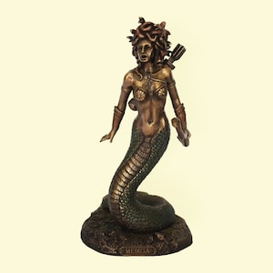 Medusa - The most famous of the monster figures known as Gorgons - Snake-Haired - Killed by Perseus - Cold Cast Bronze Resin