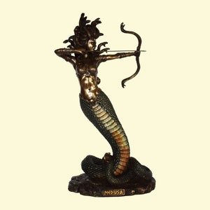 Medusa - The most famous of the monster figures known as Gorgons - Snake-Haired - Killed by Perseus - Cold Cast Bronze Resin
