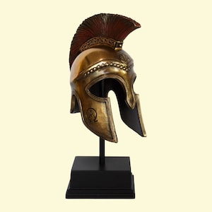 Ancient Greek Spartan Helmet - Corinthian Type - Warrior - Classic Period - Alpha and Omega - Symbol of Eternity - Cold Cast Bronze Resin